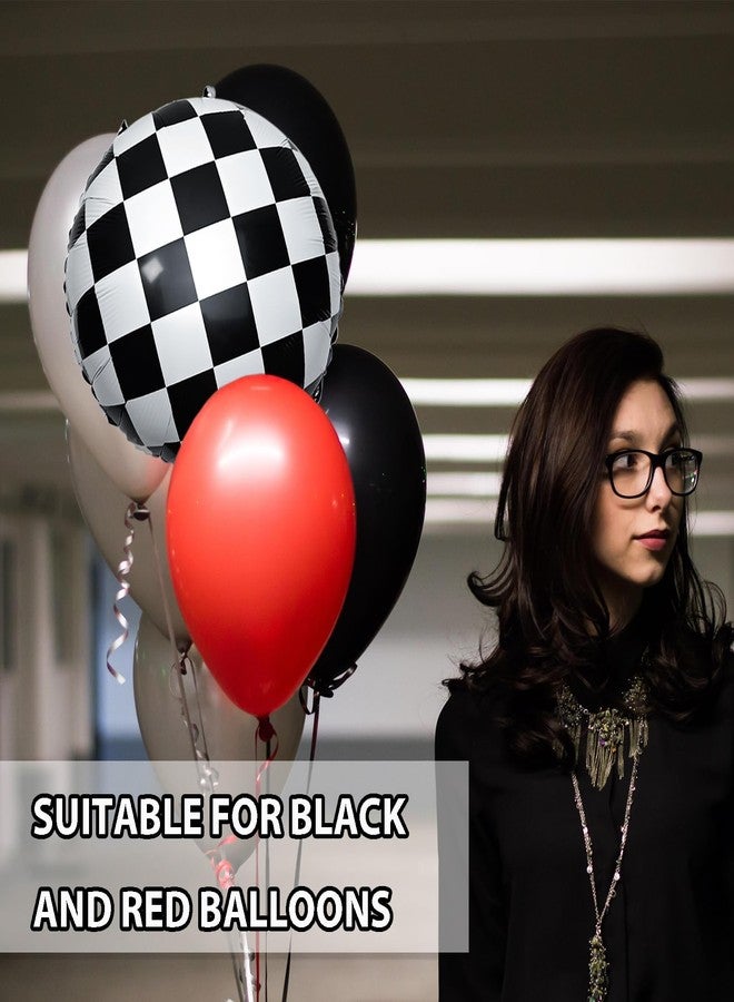 EaciTown 10 Pieces Checkered balloons Racing Car Balloons 18 Inch Black and White Mylar Foil Balloon for Checkered Themed Party Decoration Supplies - Image 4